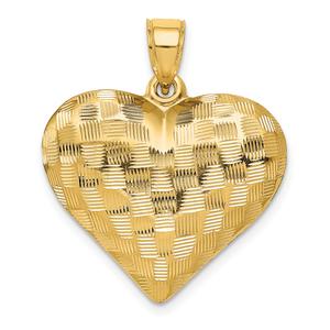 Gold Classics(tm) 14kt. Basket Weave Medium Heart Pendant