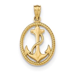 Gold Classics(tm) 14k. Oval Anchor & Rope Pendant