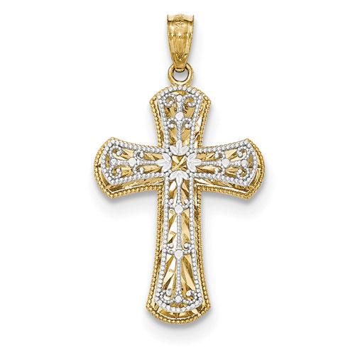 Gold Classics(tm) Two Tone Polished Cross Pendant