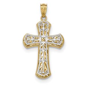 Gold Classics(tm) Two Tone Polished Cross Pendant