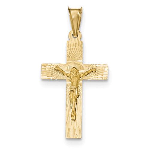 Unisex Gold Classics(tm) 14kt. Polished Satin Crucifix Pendant