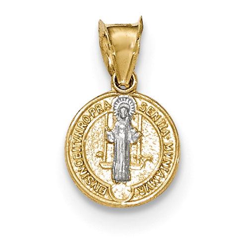 Unisex Gold Classics(tm) Yellow & Rhodium St. Benedict Medal