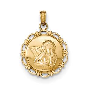 Unisex Gold Classics(tm) 14kt. Gold Polished Angel/Cherub Pendant