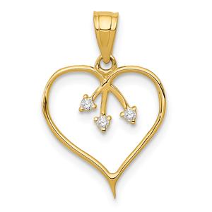 Gold Classics(tm) 14kt. Gold & CZ Heart Pendant