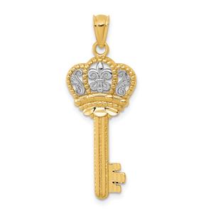 Gold Classics(tm) 14kt. Polished Fleur De Lis Crown Key Charm