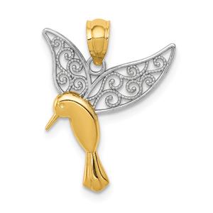 Gold Classics(tm) 14kt. Gold & Rhodium Hummingbird Pendant