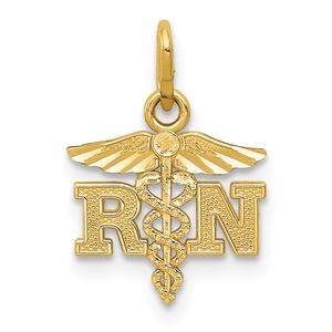 Unisex Gold Classics(tm) 14kt. Diamond Cut Polished RN Nurse Charm