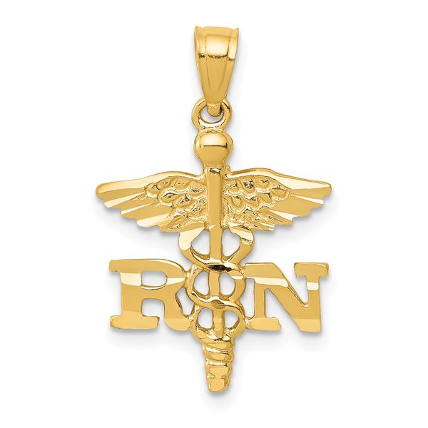 Unisex Gold Classics(tm) 14kt. Diamond Cut RN Nurse Pendant