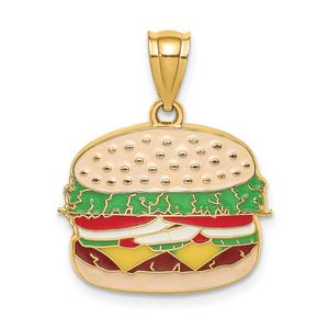 Unisex Gold Classics(tm) 14kt. Gold Enamel Cheeseburger Charm