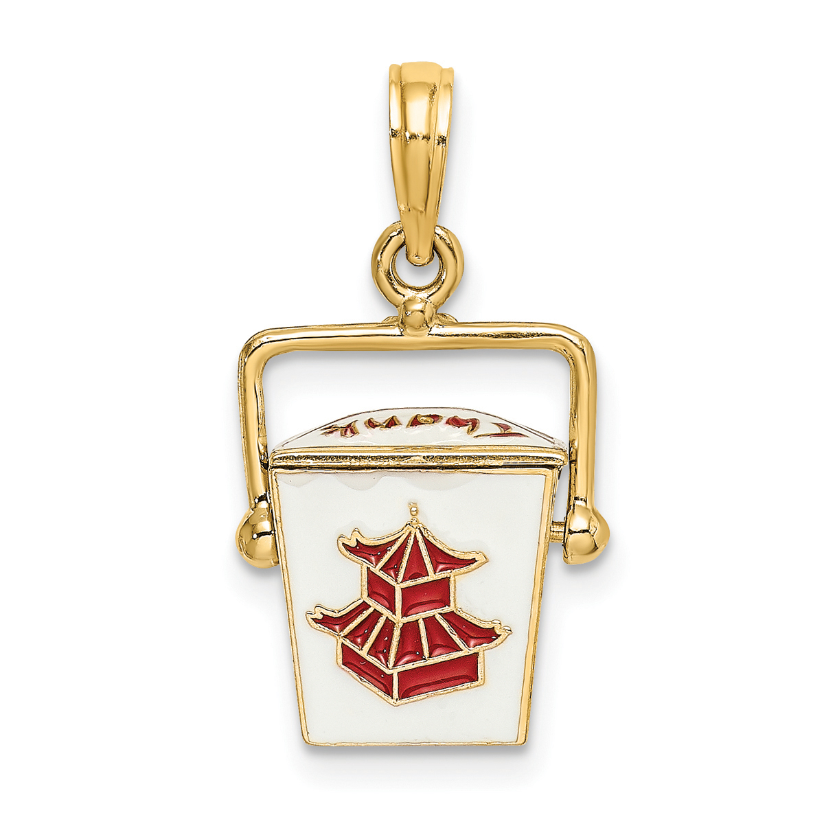 Unisex Gold Classics(tm) 14kt. Gold 3D Enamel Chinese Takeout Charm