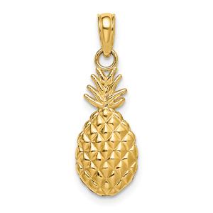 Unisex Gold Classics(tm) 14kt. Gold Textured Pineapple Charm