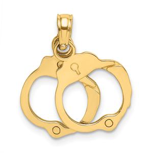 Unisex Gold Classics(tm) 14kt. Gold Movable Handcuffs Pendant