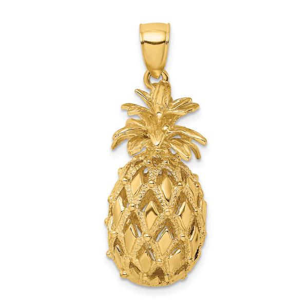 Unisex Gold Classics(tm) 14kt. Gold 3D Textured Pineapple Charm