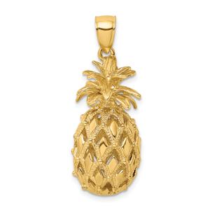Unisex Gold Classics(tm) 14kt. Gold 3D Textured Pineapple Charm