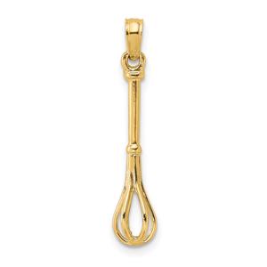 Unisex Gold Classics(tm) 14kt. Gold 3D Polished Whisk Charm