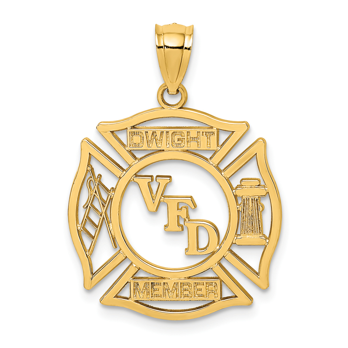 Unisex Gold Classics(tm) 14kt. Gold VFD Dwight Member Shield Pendant
