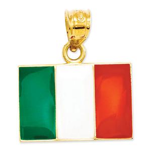 Unisex Gold Classics(tm) 14kt. Enameled Italy Flag Pendant