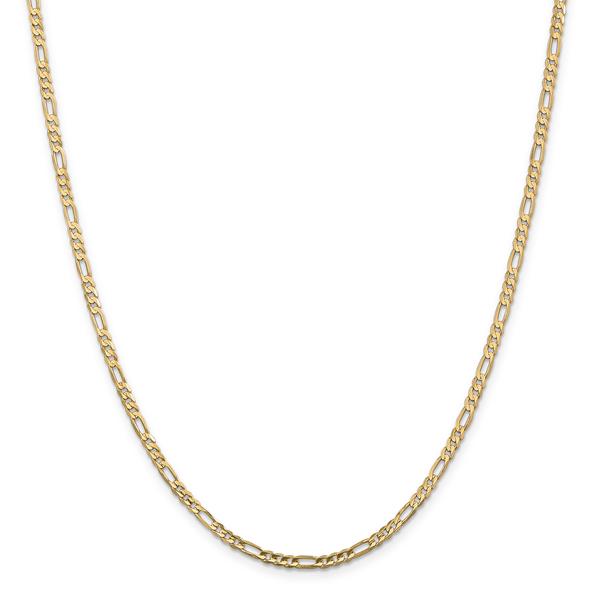 Unisex Gold Classics(tm) 3mm.14kt.Concave Open Figaro Chain Necklace