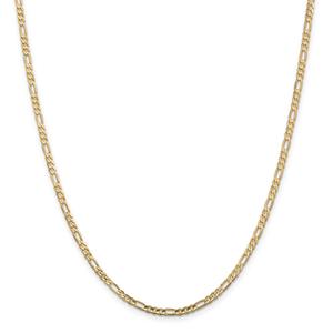 Unisex Gold Classics(tm) 3mm.14kt.Concave Open Figaro Chain Necklace