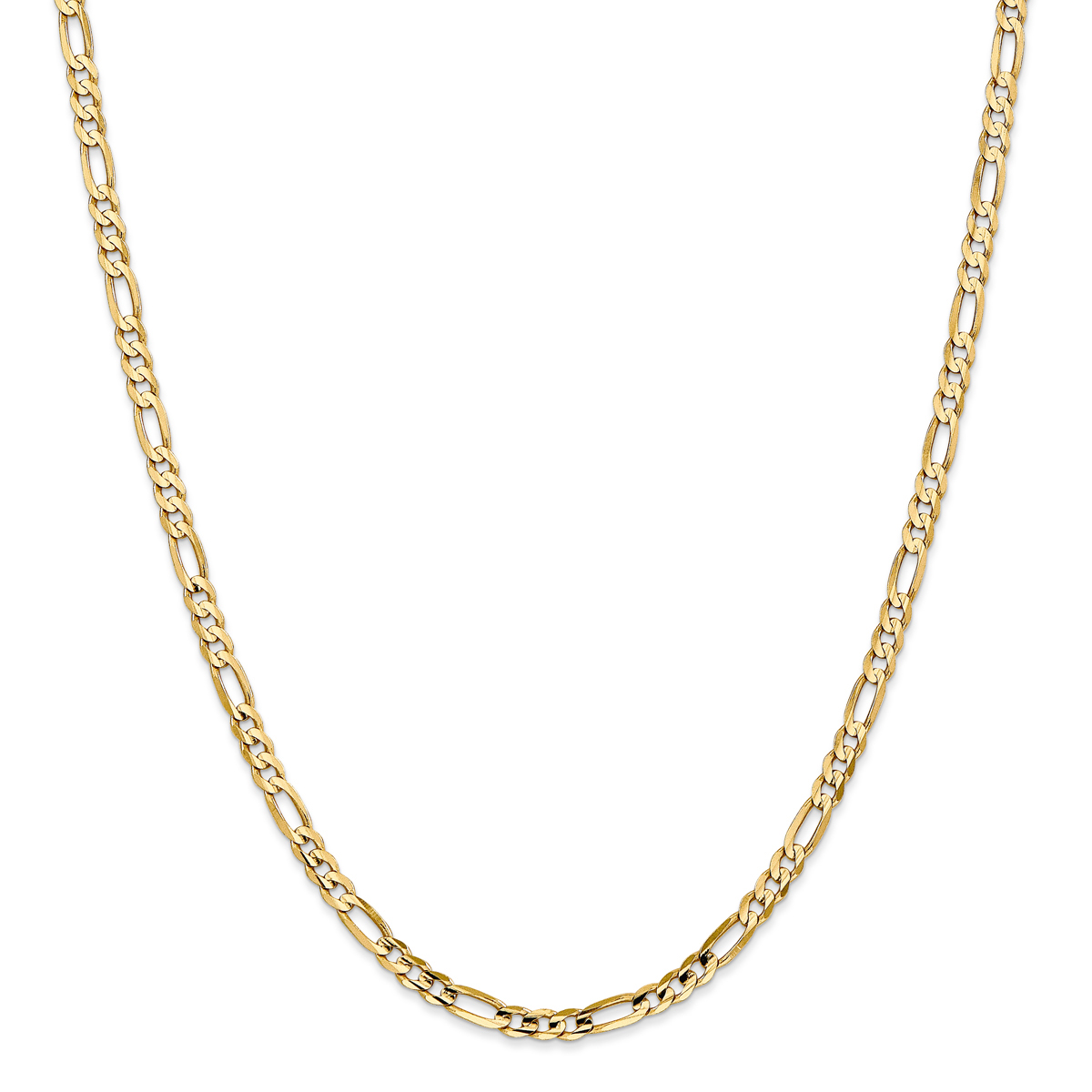 Mens Gold Classics(tm) 4mm. 14kt. Concave Open Figaro Chain Necklace