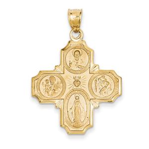 Unisex Gold Classics(tm) 14kt. Gold Four Way Medal Pendant