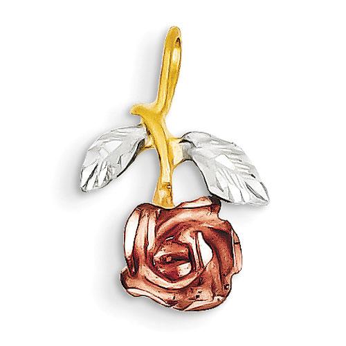 Gold Classics(tm) White Rose Gold Rhodium Rose Charm