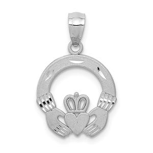 Gold Classics(tm) 14kt. White Gold Solid Claddagh Pendant