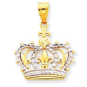 Gold Classics(tm) 14kt. Gold & Rhodium Crown Pendant