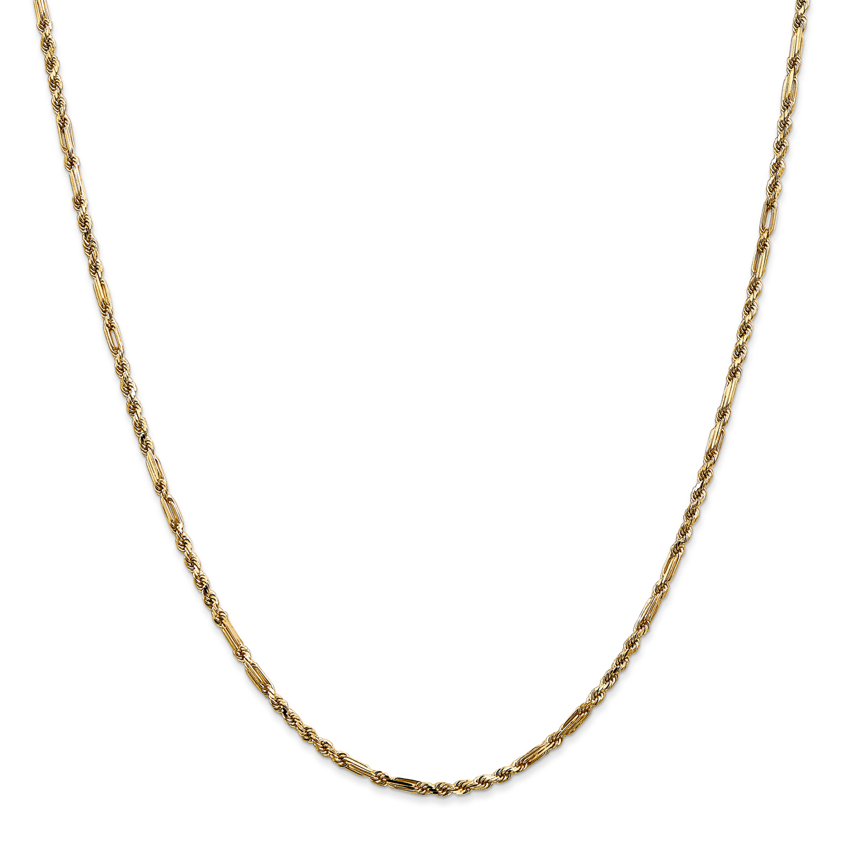 Unisex Gold Classics(tm) 2.25mm. Diamond Cut Milano Rope Necklace