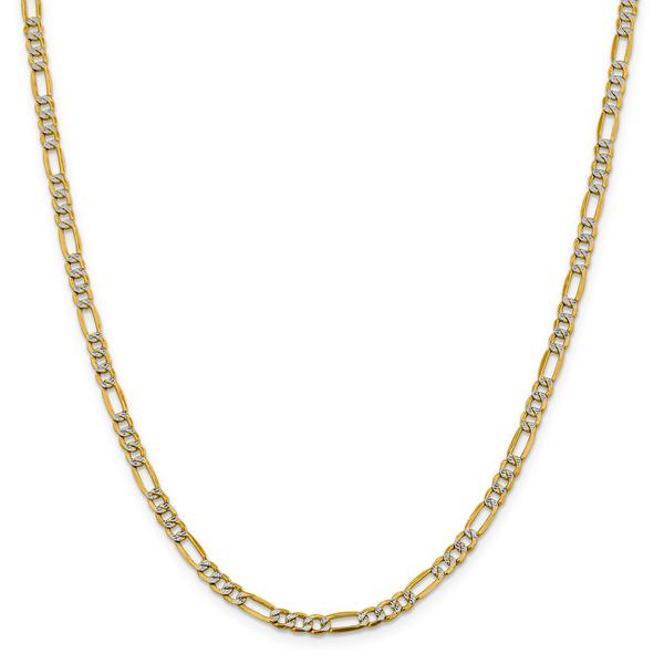 Gold Classics(tm) 3.9mm. 14kt. Semi Solid Pave Figaro Necklace