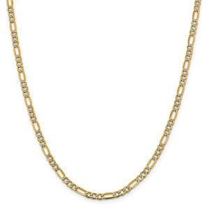 Unisex Gold Classics(tm) 3.9mm.14kt. Semi Solid Pave Figaro Necklace