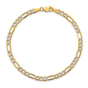 Unisex Gold Classics(tm) 3.9mm.14kt. Semi Solid Pave Figaro Necklace alternate view