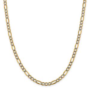 Mens Gold Classics(tm) 5.25mm. 14kt. Semi Solid Pave Figaro Necklace