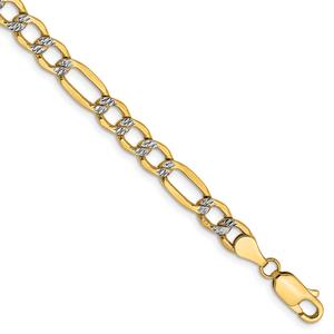 Mens Gold Classics(tm) 5.25mm. 14kt. Semi Solid Pave Figaro Necklace alternate view