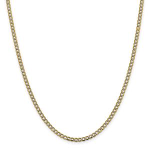 Unisex Gold Classics(tm) 3.4mm. 14kt. Semi Solid Pave Curb Necklace