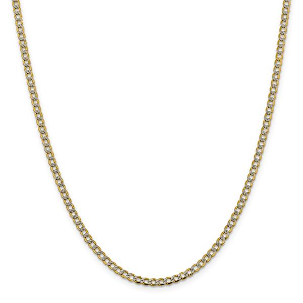 Unisex Gold Classics(tm) 3.4mm. 14kt. Semi Solid Pave Curb Necklace
