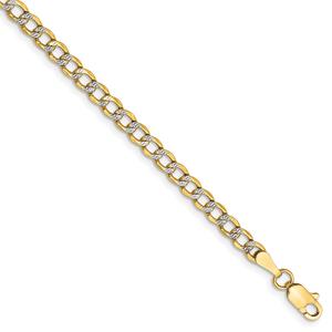 Unisex Gold Classics(tm) 3.4mm. 14kt. Semi Solid Pave Curb Necklace alternate view
