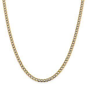 Gold Classics(tm) 4.3mm. 14kt. Semi Solid Pave Curb Necklace