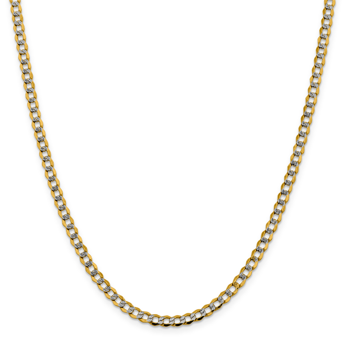 Mens Gold Classics(tm) 4.3mm. 14kt. Semi Solid Pave Curb Necklace
