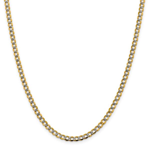 Mens Gold Classics(tm) 4.3mm. 14kt. Semi Solid Pave Curb Necklace