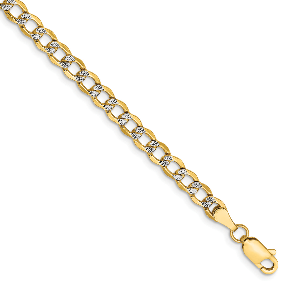 Mens Gold Classics(tm) 4.3mm. 14kt. Semi Solid Pave Curb Necklace