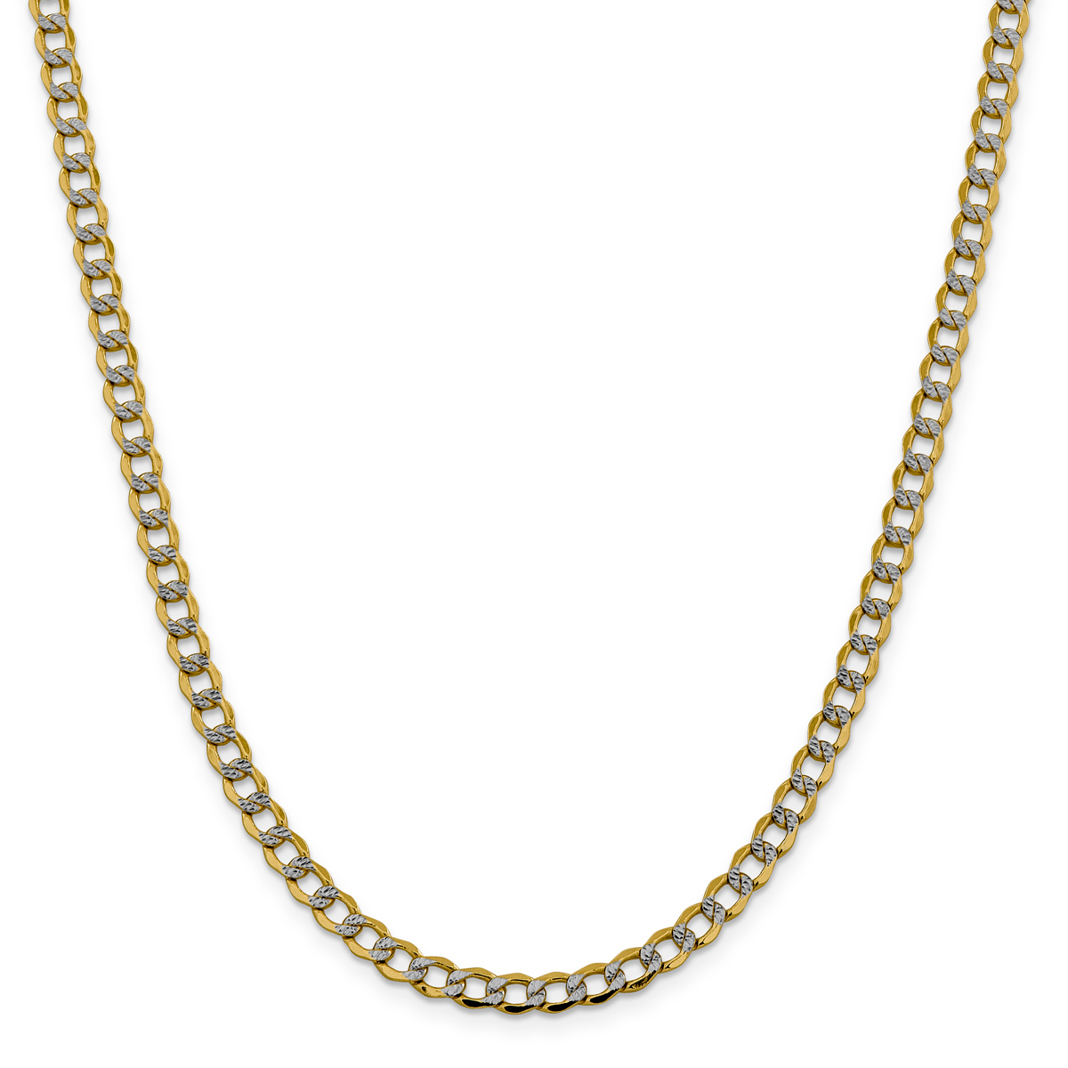 Mens Gold Classics(tm) 5.2mm. 14kt. Semi Solid Pave Curb Necklace