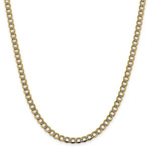 Mens Gold Classics(tm) 5.2mm. 14kt. Semi Solid Pave Curb Necklace