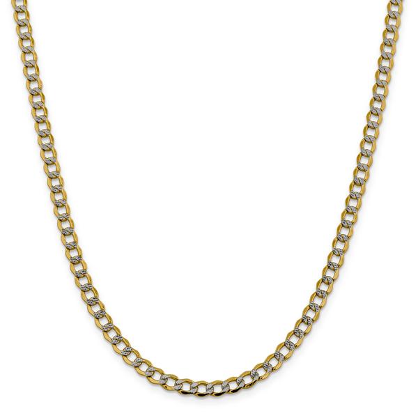 Mens Gold Classics(tm) 5.2mm. 14kt. Semi Solid Pave Curb Necklace