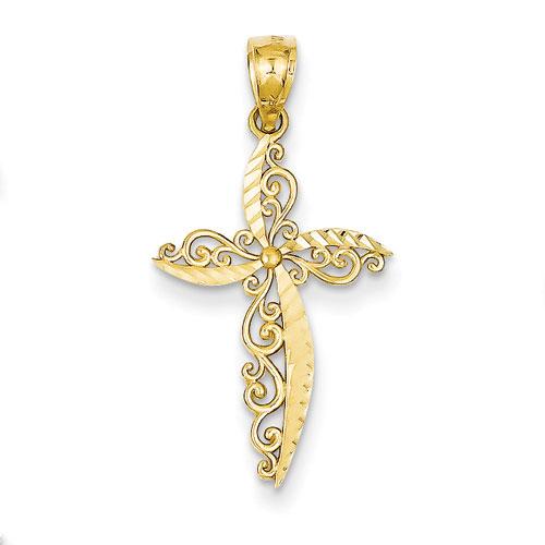 Gold Classics(tm) 14kt. Yellow Gold Scroll Cross Pendant