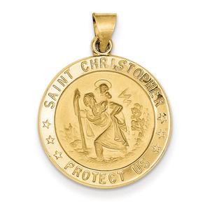 Unisex Gold Classics(tm) 14kt. Gold Saint Christopher Medal Pendant