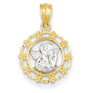 Gold Classics(tm) Yellow Gold Framed Cherub Pendant