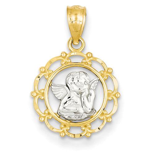 Gold Classics(tm) Yellow Gold Framed Cherub Pendant