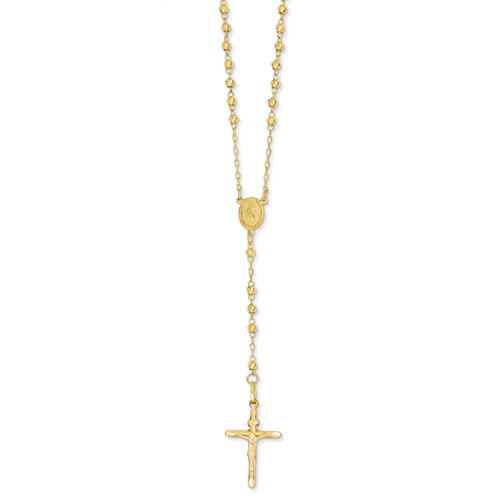 Gold Classics(tm) Diamond Cut Beaded Rosary Y-Necklace