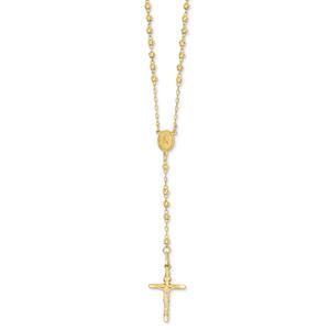 Gold Classics(tm) Diamond Cut Beaded Rosary Y-Necklace